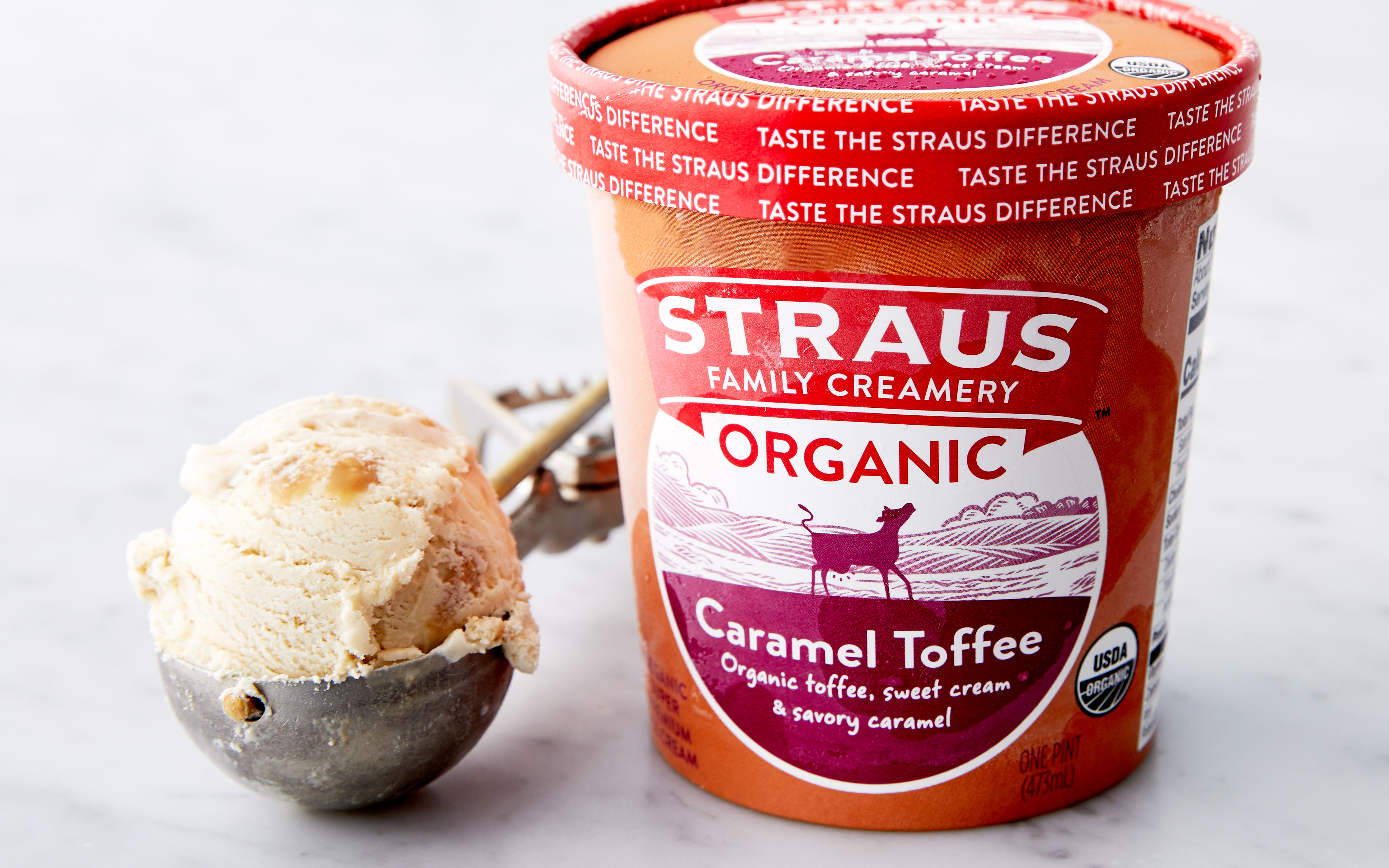 Organic Caramel Toffee Ice Cream Straus Family Creamery SF Bay